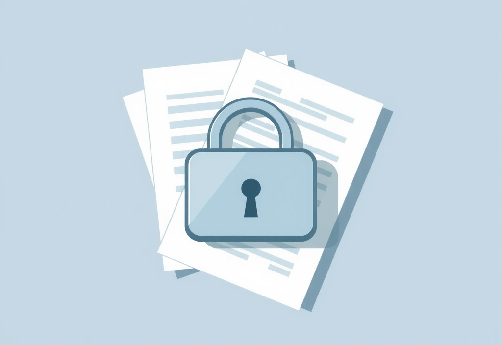 Icona di un lucchetto e fogli, simbolo di privacy e protezione dati