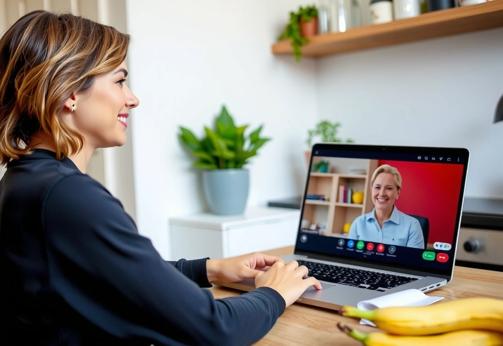 Donna che fa una videochiamata per una consulenza nutrizionale online